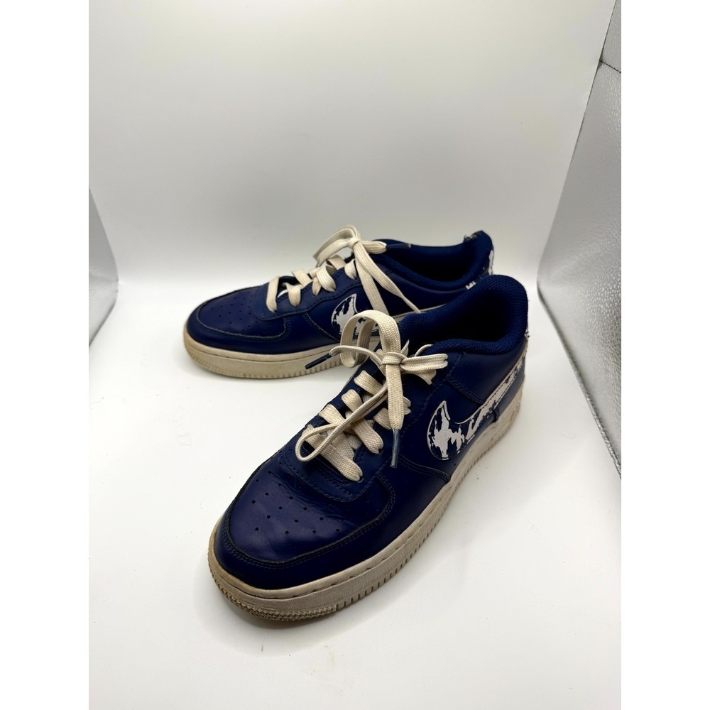 Nike Air Force 1 LV8 GS Kids 4.5 Sneaker Splatter Swoosh Blue Void Leather Shoes